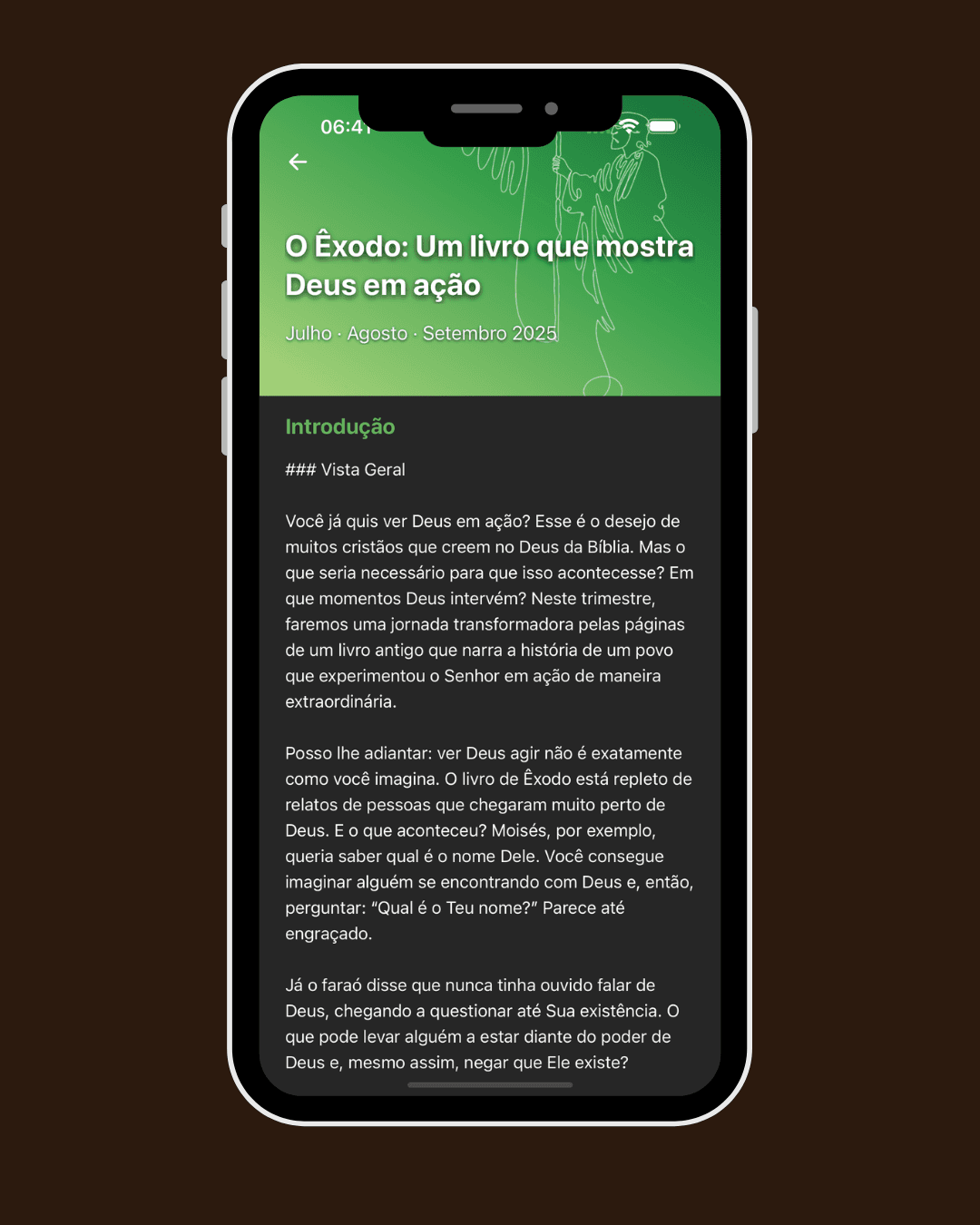 Detalhes da lição diária no BibleWay, destacando leitura e comentários.